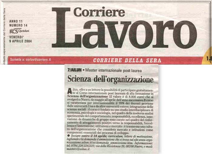 Corriere della Sera - Corriere Lavoro 9 aprile 2004